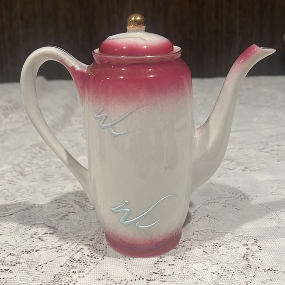 14 Piece Set Pink Black White Handpainted Moriage Dragonware Tea Espresso Set - Picture 6 of 14